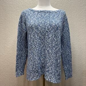 Buffalo David Bitton Popcorn Sweater Women M Blue White Knit Long Sleeve